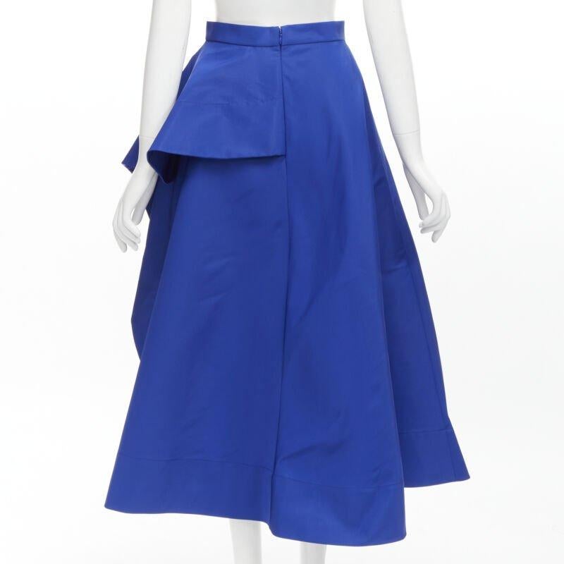 Women's ALEXANDER MCQUEEN cobalt taffeta asymmetric high low structured skirt IT38 XS For Sale