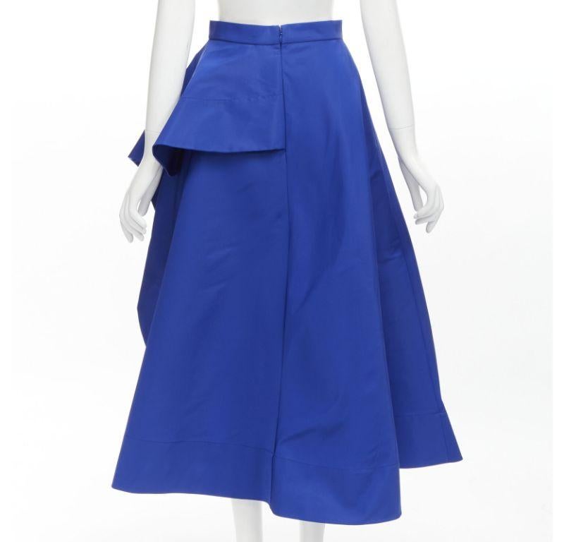 ALEXANDER MCQUEEN cobalt taffeta asymmetric high low structured skirt IT38 XS In Excellent Condition For Sale In Hong Kong, NT
