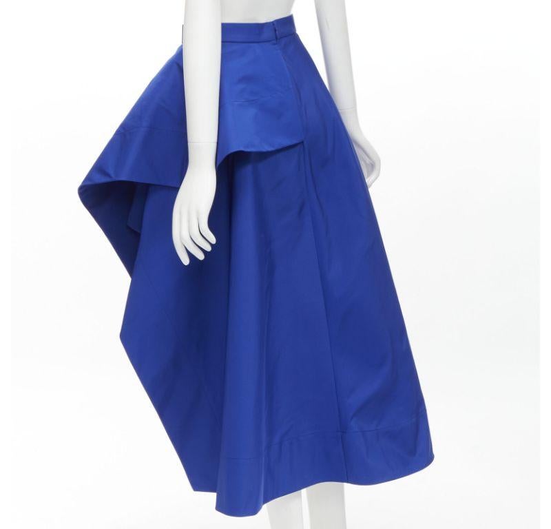 Women's ALEXANDER MCQUEEN cobalt taffeta asymmetric high low structured skirt IT38 XS For Sale