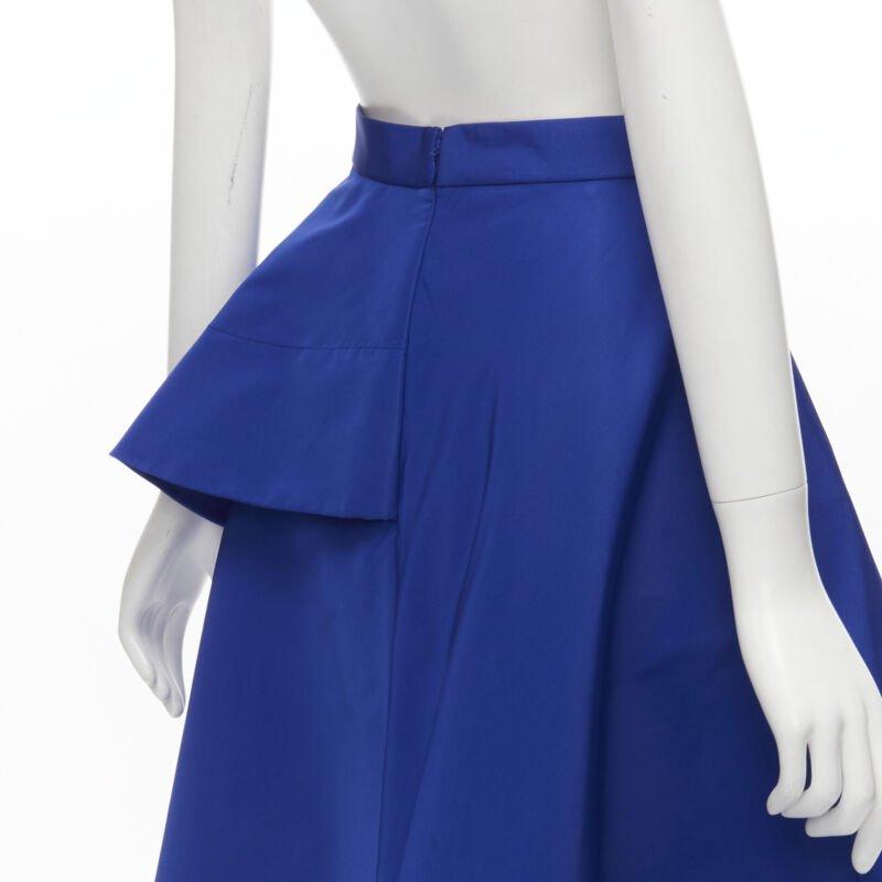 ALEXANDER MCQUEEN cobalt taffeta asymmetric high low structured skirt IT38 XS For Sale 3