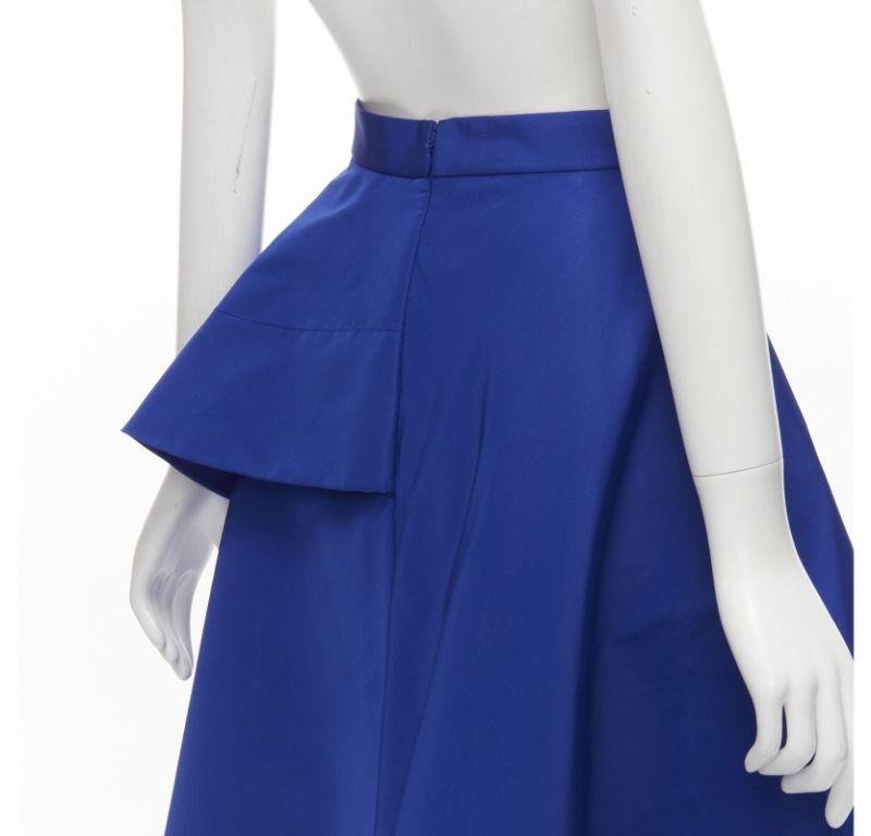 ALEXANDER MCQUEEN cobalt taffeta asymmetric high low structured skirt IT38 XS For Sale 2