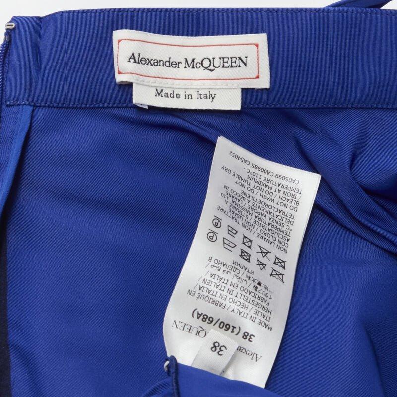 ALEXANDER MCQUEEN cobalt taffeta asymmetric high low structured skirt IT38 XS For Sale 4