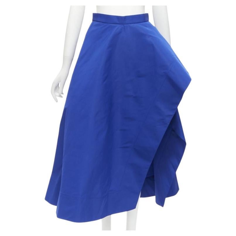 ALEXANDER MCQUEEN cobalt taffeta asymmetric high low structured skirt IT38 XS For Sale