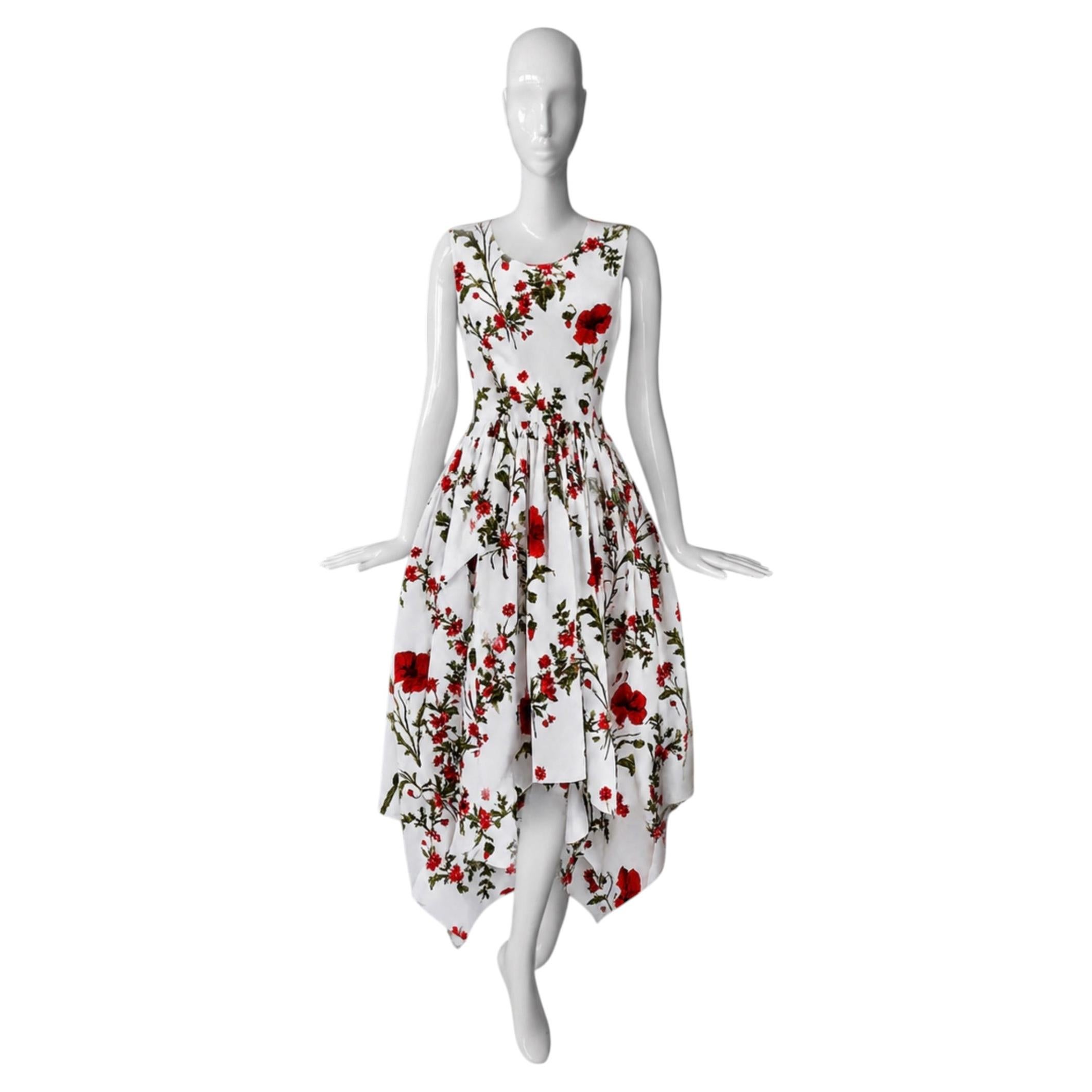 Alexander McQueen Cocktail Dress Poppy Flower Summer Gown