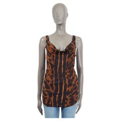 ALEXANDER MCQUEEN cognacbraun & schwarz Viskose LEOPARD Tank Top Shirt 40 S