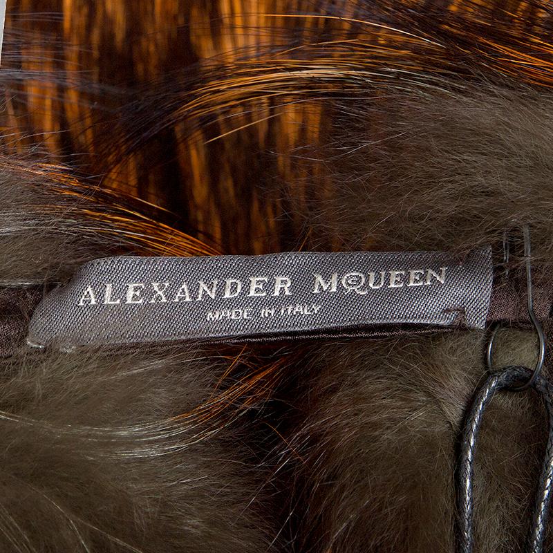 Black ALEXANDER MCQUEEN cognac FOX FUR Vest Jacket M
