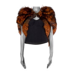 ALEXANDER MCQUEEN cognac FOX FUR Vest Jacket M