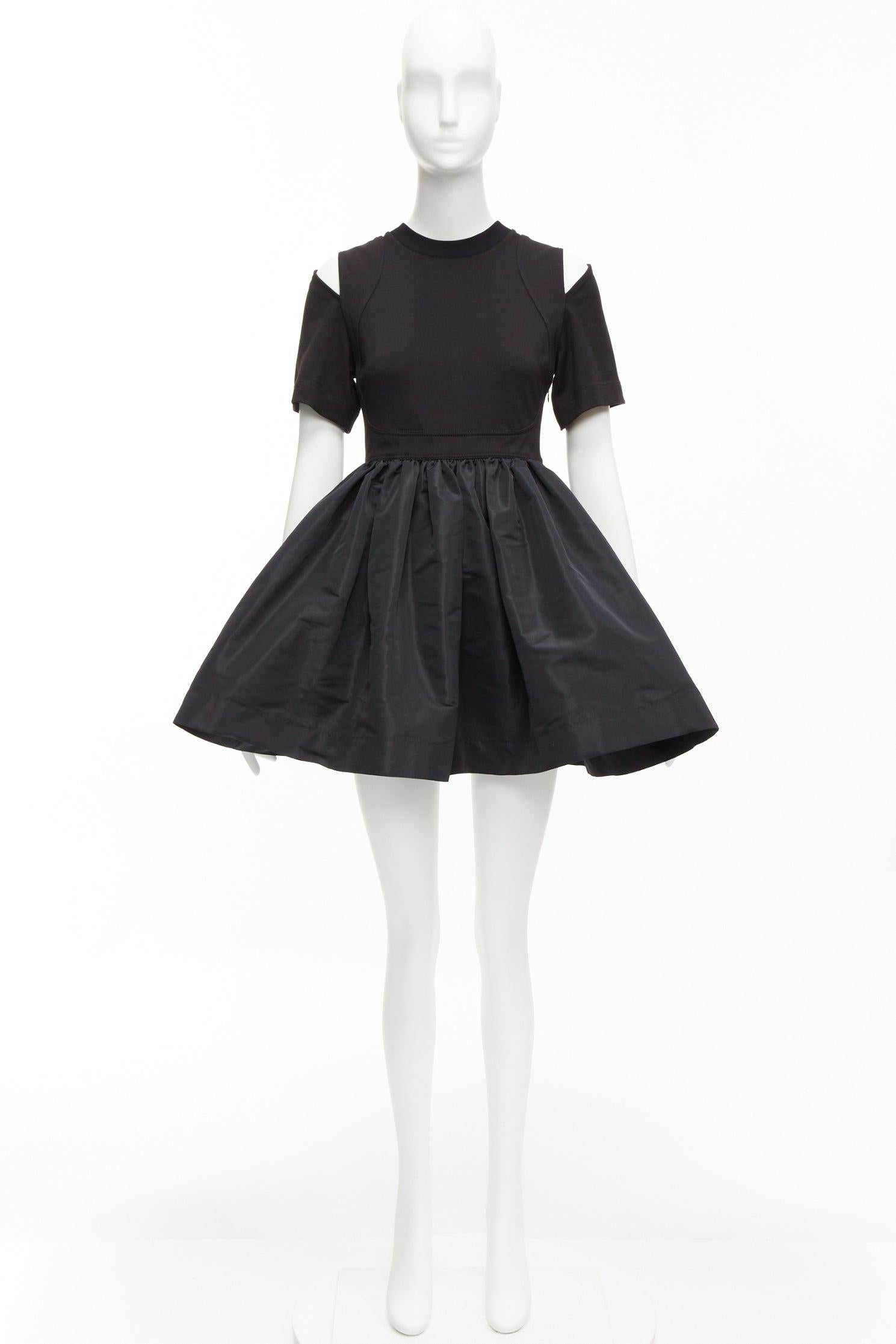 ALEXANDER MCQUEEN cold shoulder fit flared taffeta skirt skater dress IT36 XXS For Sale 5