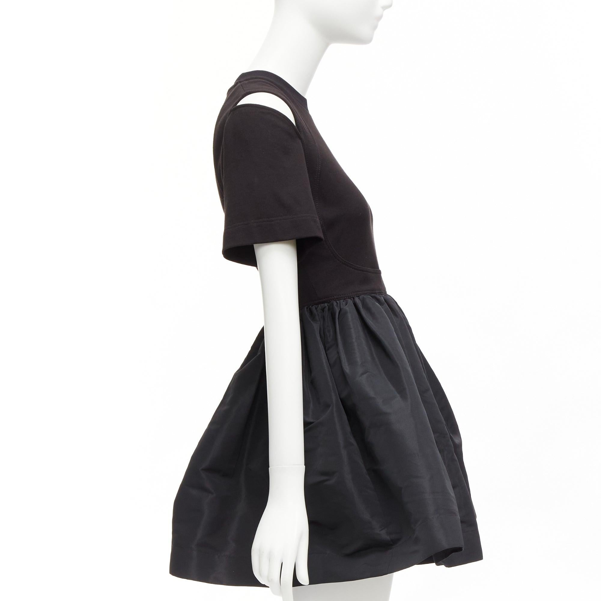 ALEXANDER MCQUEEN cold shoulder fit flared taffeta skirt skater dress IT36 XXS In Excellent Condition For Sale In Hong Kong, NT