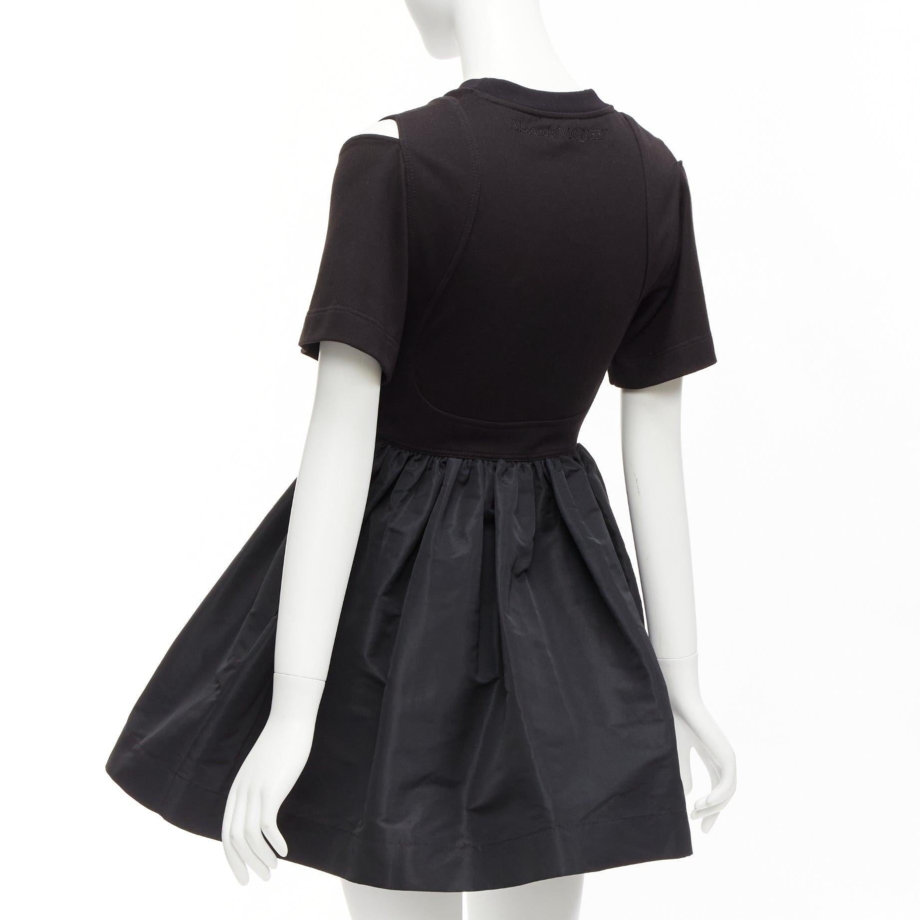ALEXANDER MCQUEEN cold shoulder fit flared taffeta skirt skater dress IT36 XXS For Sale 1