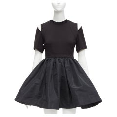 ALEXANDER MCQUEEN cold shoulder fit flared taffeta skirt skater dress IT36 XXS