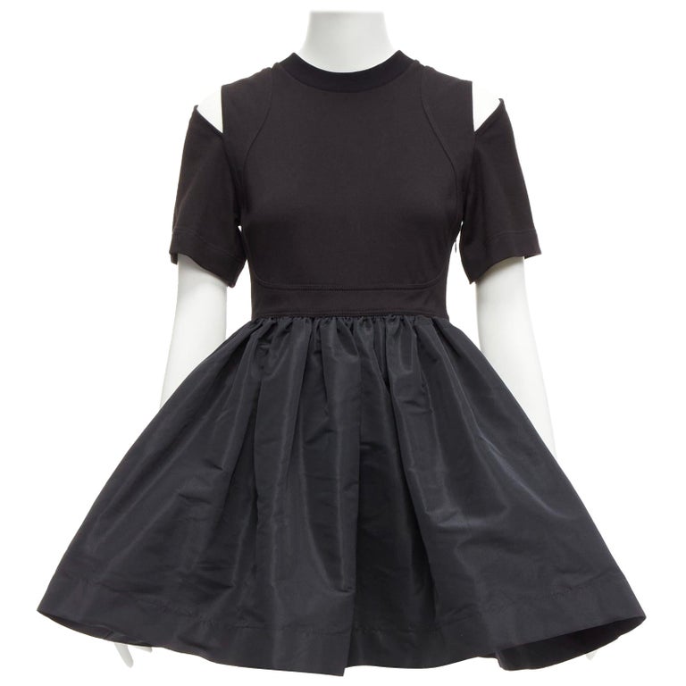 ALEXANDER MCQUEEN cold shoulder fit flared taffeta skirt skater dress IT36  XXS For Sale at 1stDibs