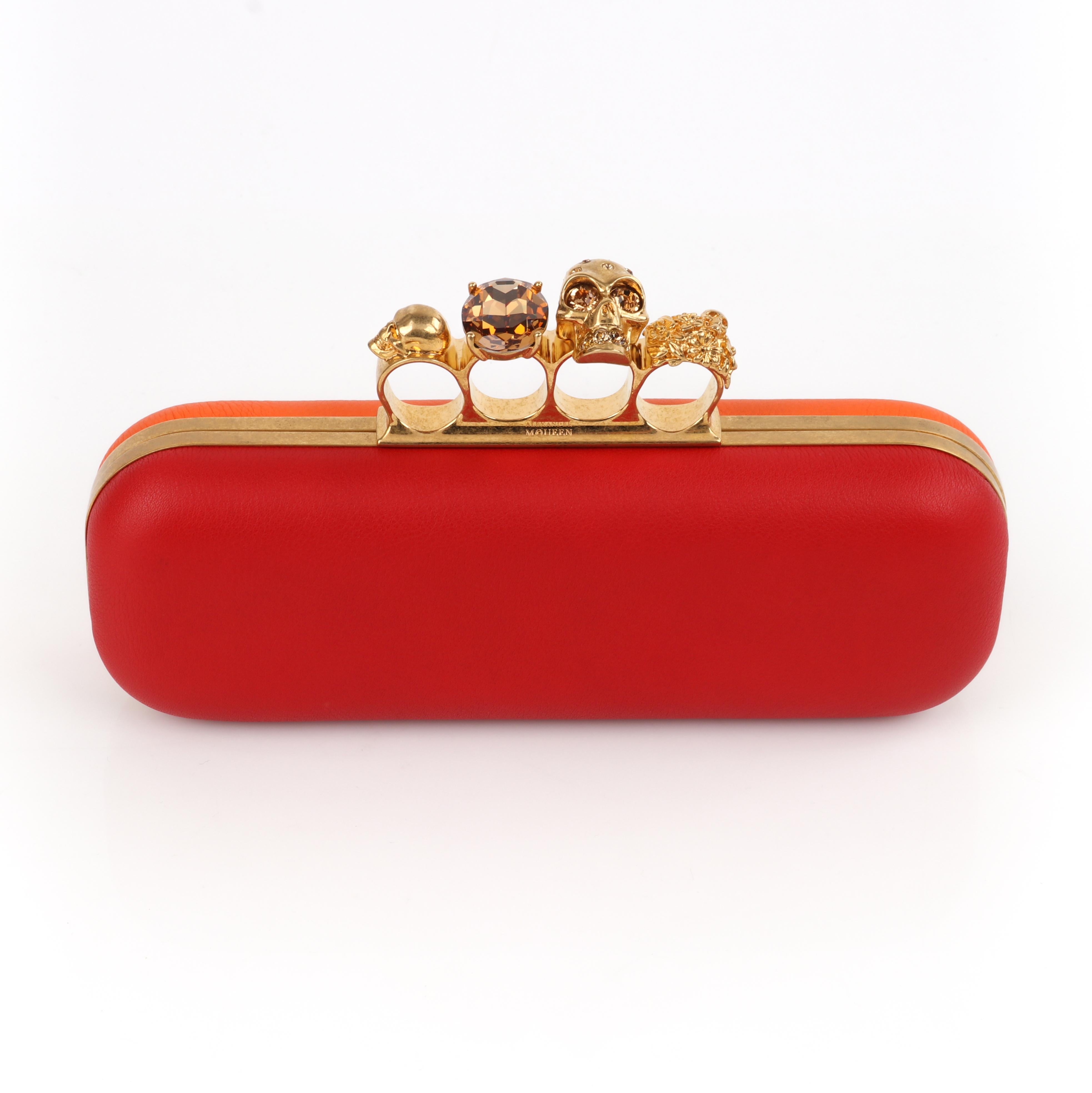 Gray ALEXANDER McQUEEN Color-Block Knuckle Duster Box Clutch + Usher Signed Letter