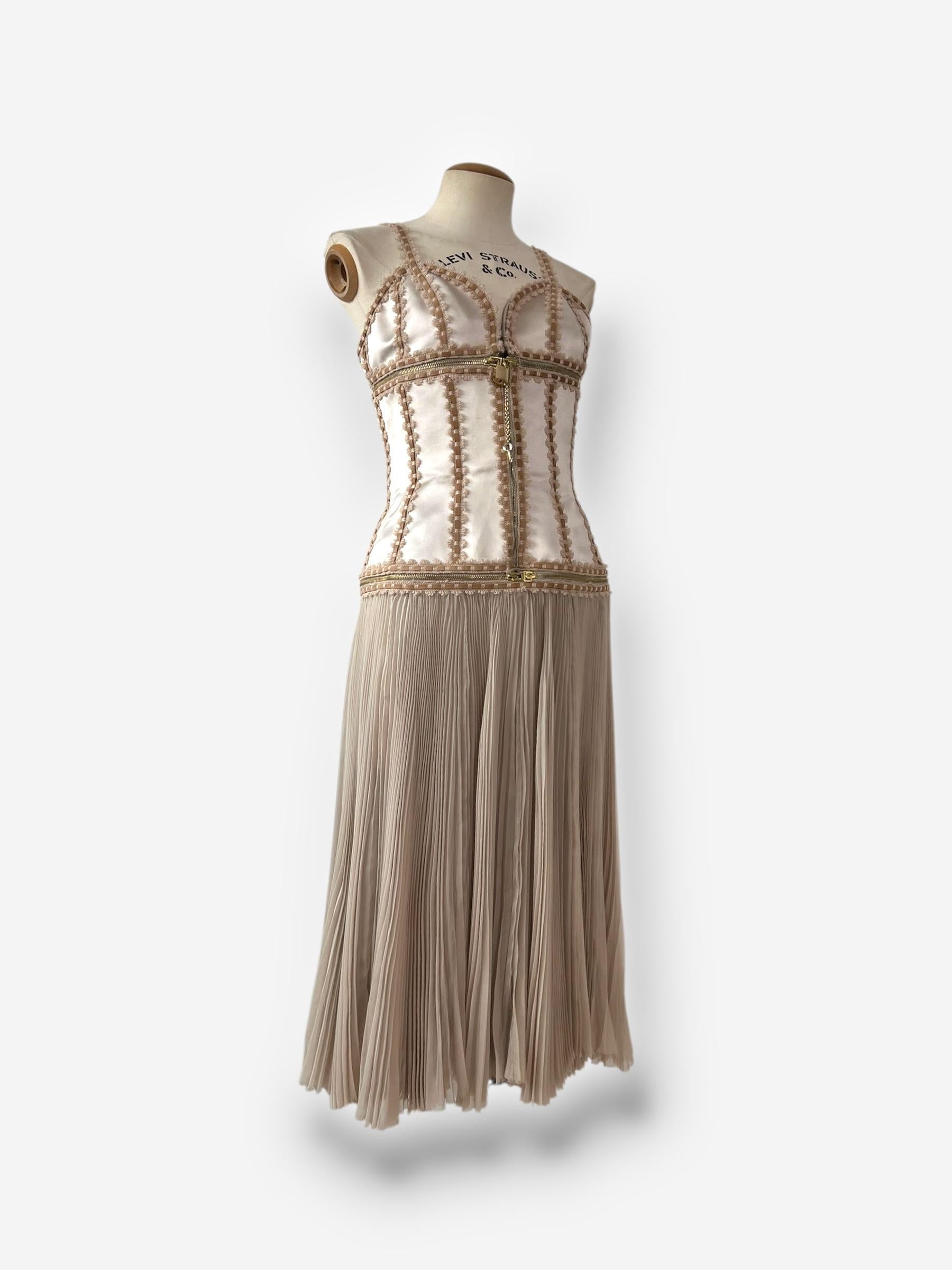 Marrone Alexander McQueen - Vestito a bustino con dettaglio lucchetto - Autunno/Inverno 200 in vendita