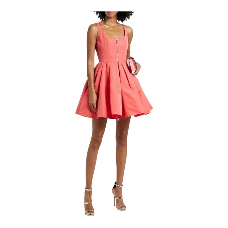 Alexander McQueen Coral Taffeta Fit and Flare Dress  2021 Collection NWT  For Sale at 1stDibs