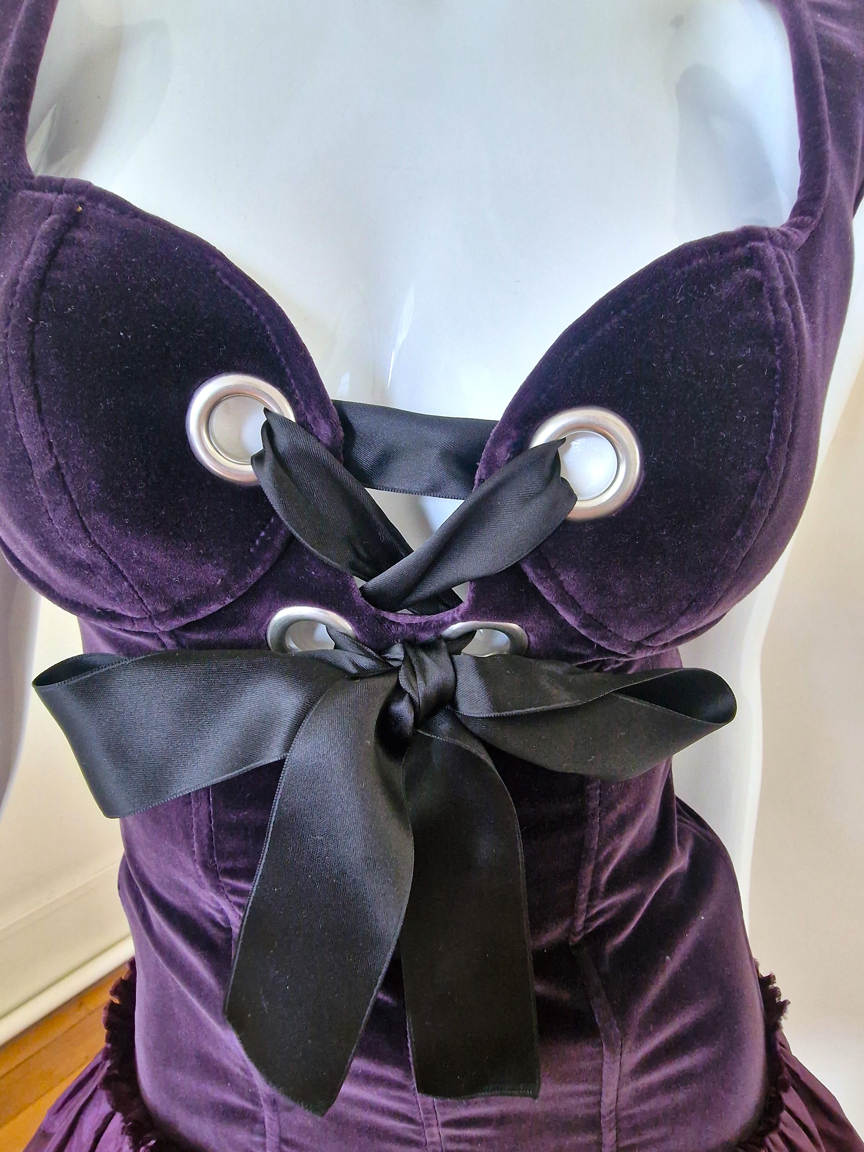 Alexander McQueen Corset Bustier Lace Up Tutu Petticoat Violet Medium Gown Dress For Sale 6