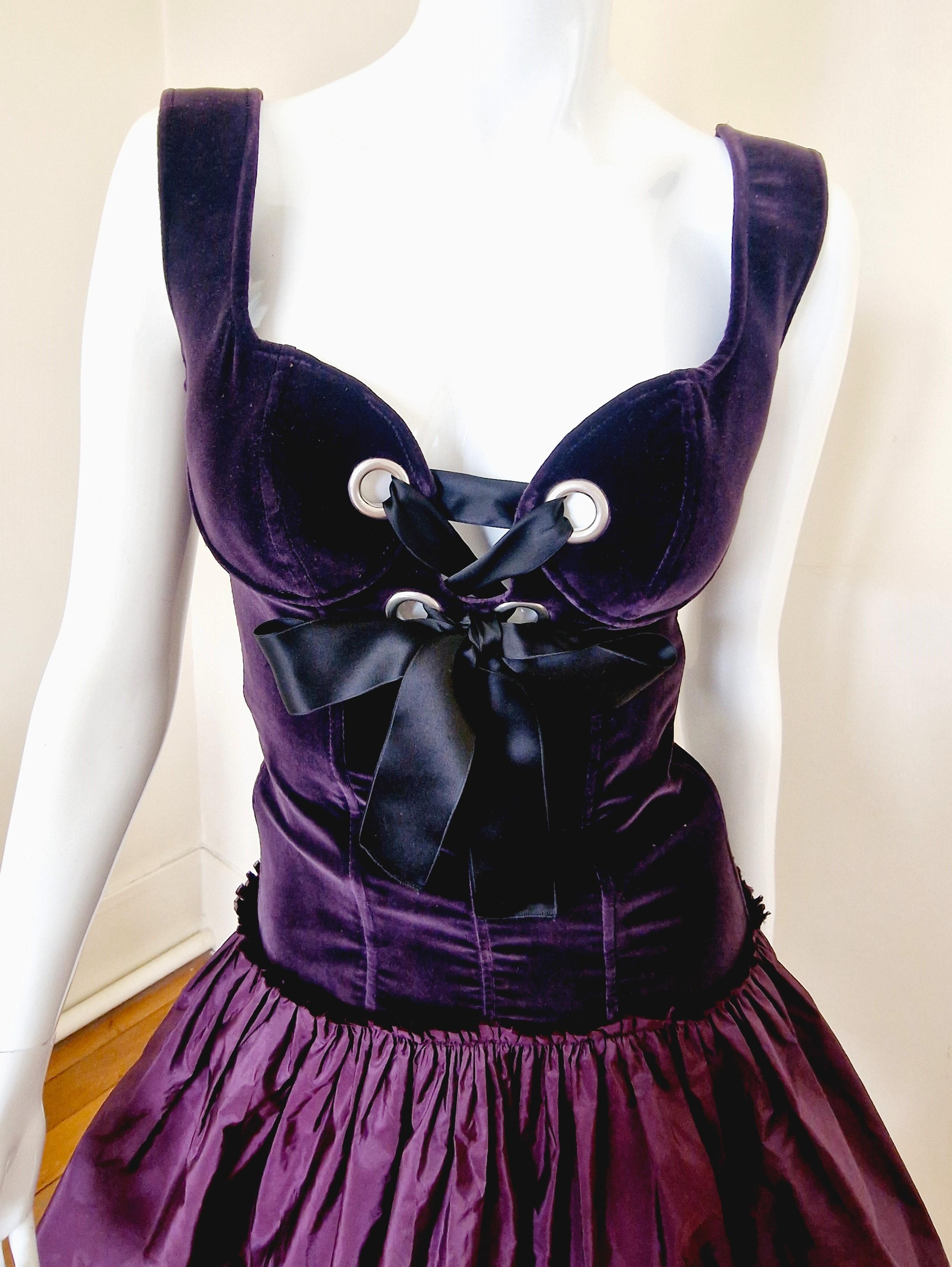 Alexander McQueen Corset Bustier Lace Up Tutu Petticoat Violet Medium Gown Dress For Sale 7