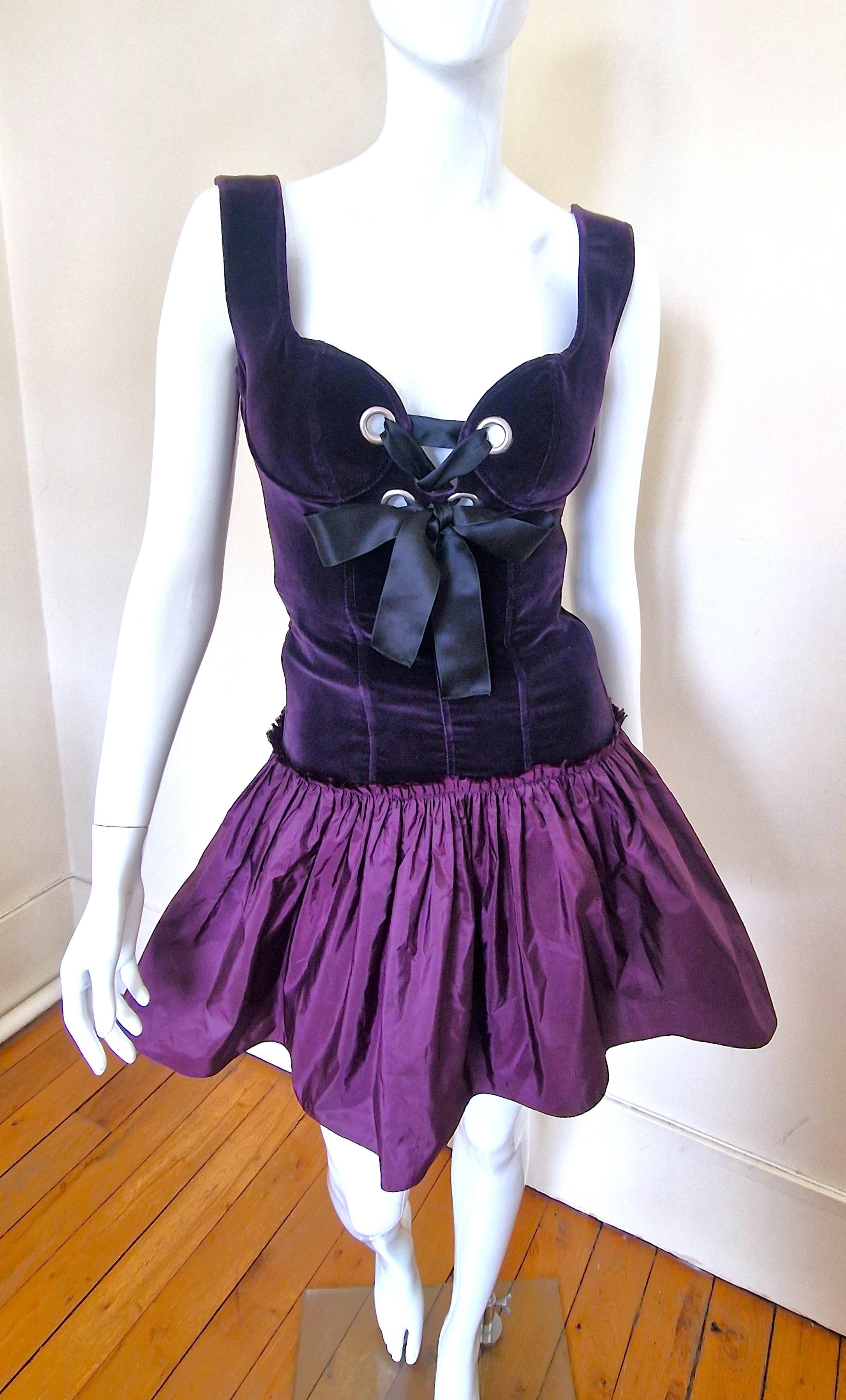 Alexander McQueen Corset Bustier Lace Up Tutu Petticoat Violet Medium Gown Dress For Sale 8