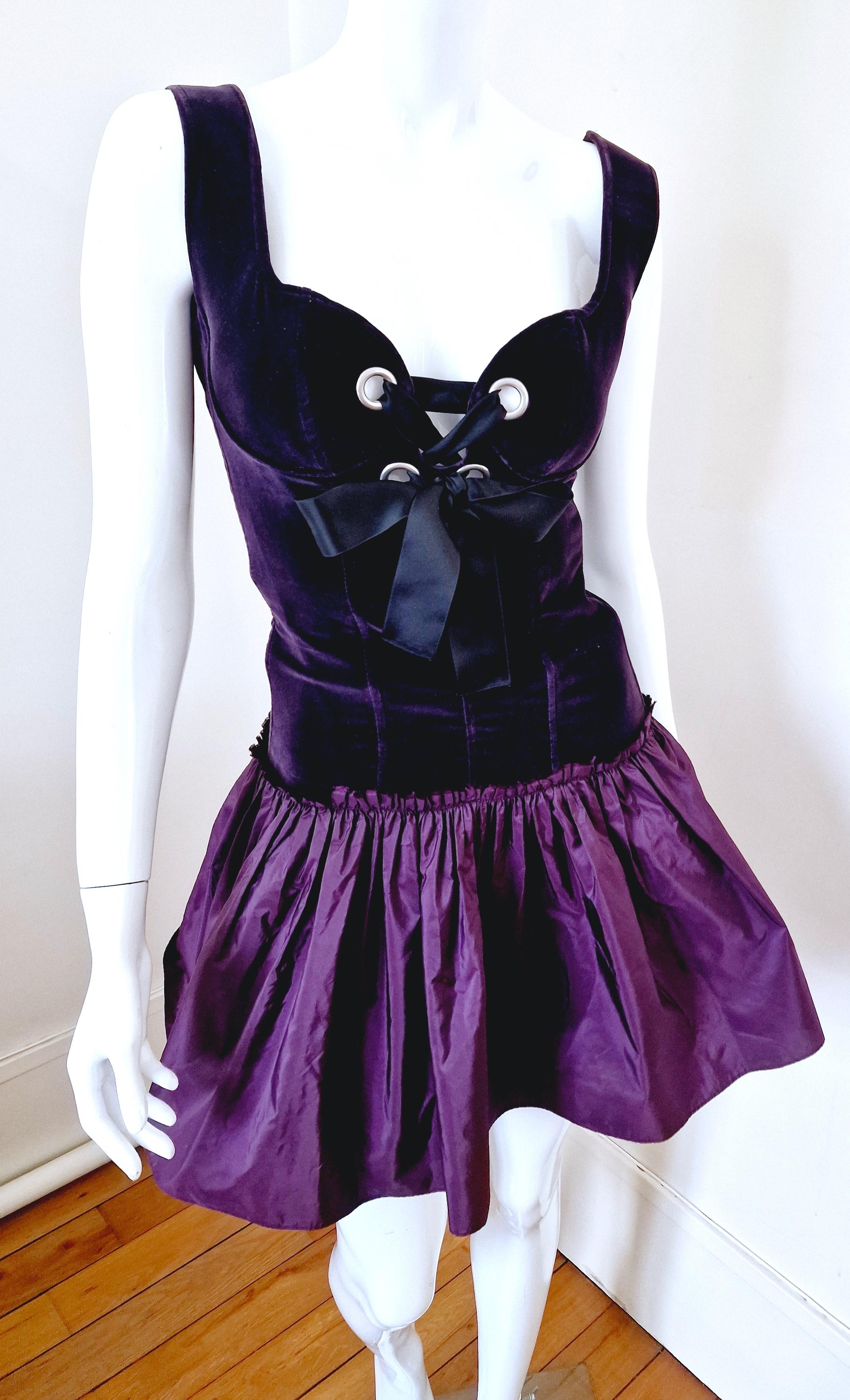Alexander McQueen Corset Bustier Lace Up Tutu Petticoat Violet Medium Gown Dress For Sale 11