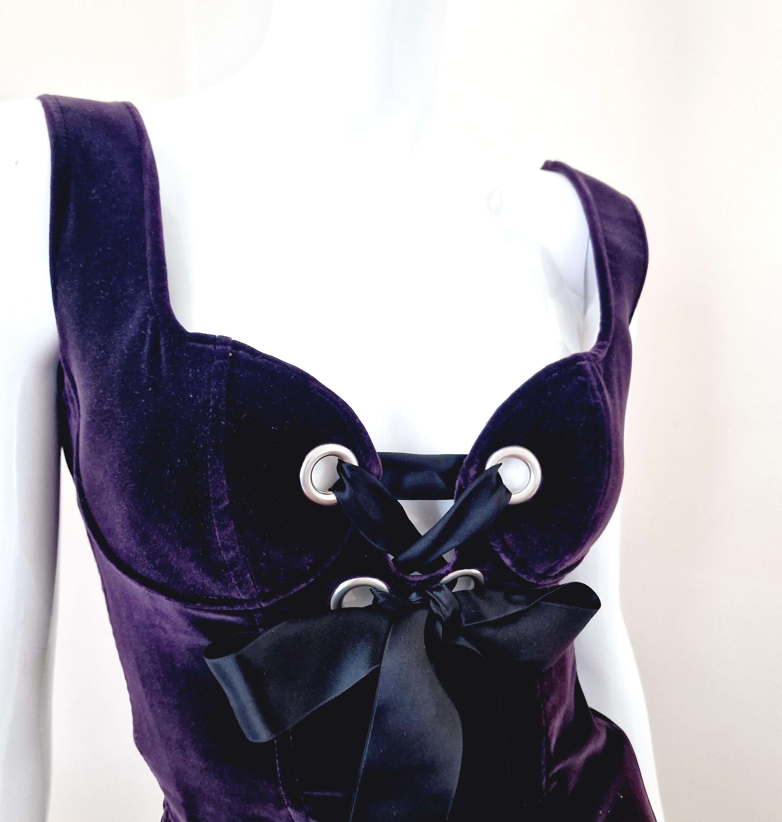 Alexander McQueen Corset Bustier Lace Up Tutu Petticoat Violet Medium Gown Dress For Sale 12