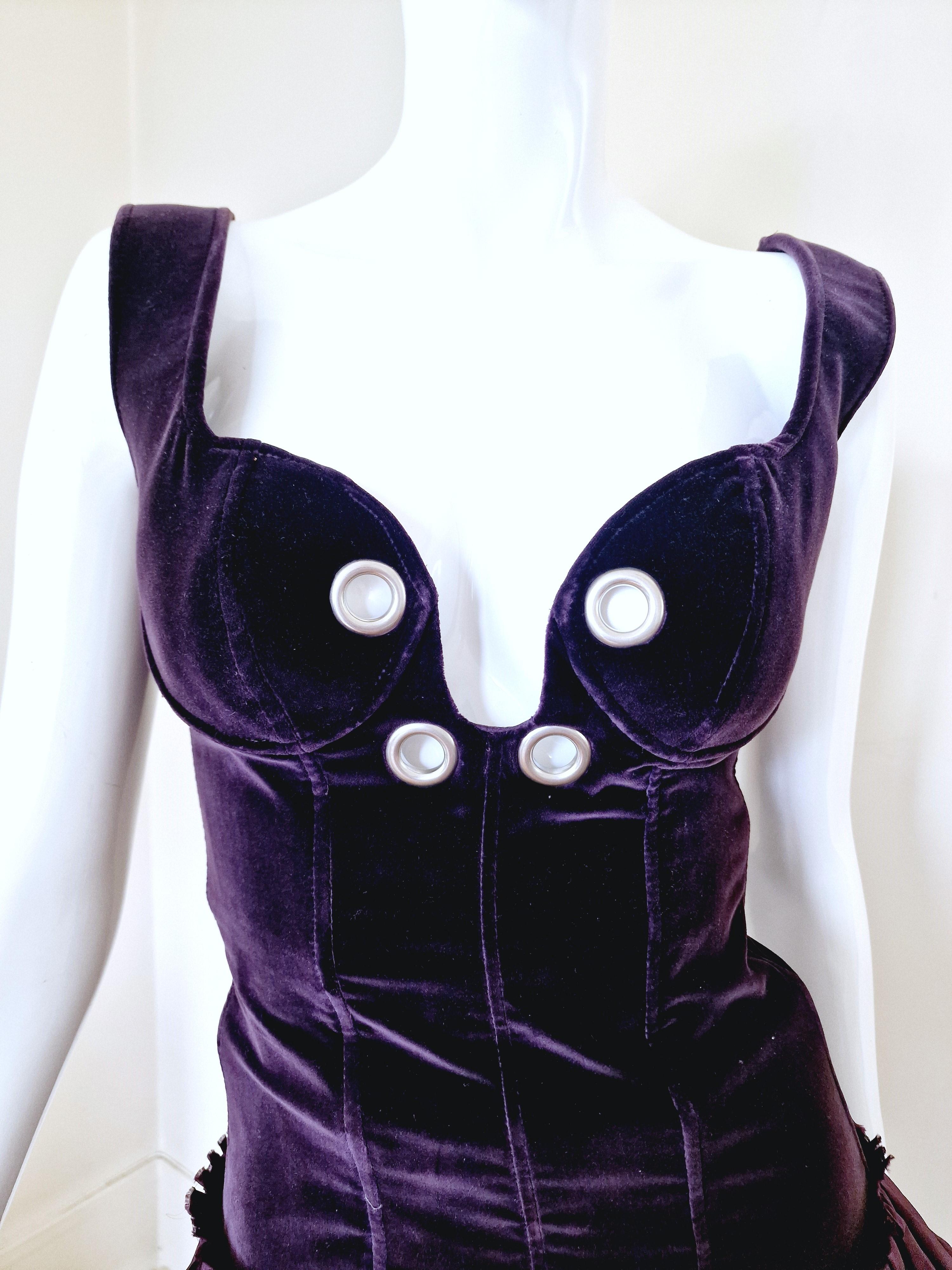 Alexander McQueen Corset Bustier Lace Up Tutu Petticoat Violet Medium Gown Dress For Sale 4