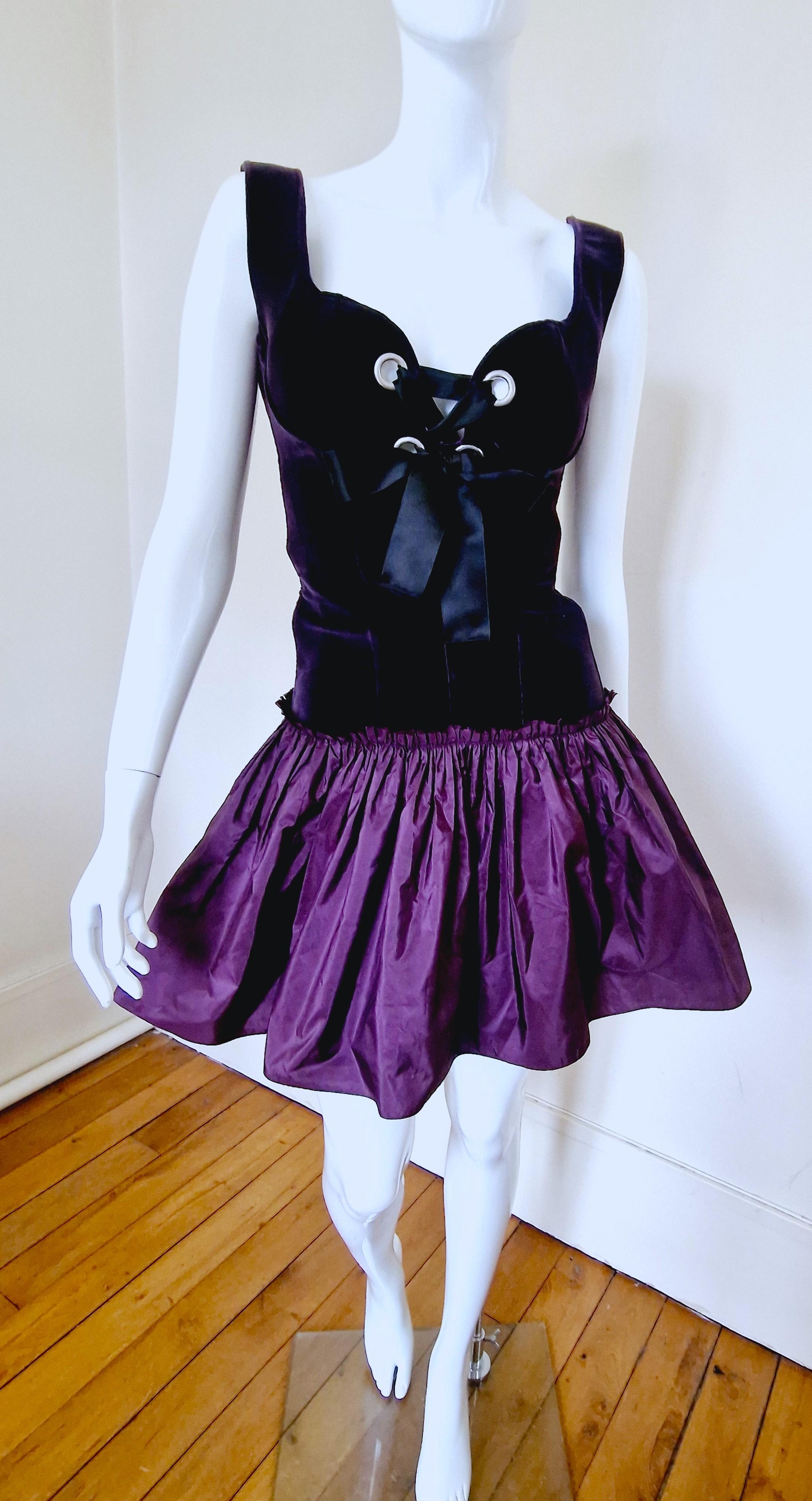 Alexander McQueen Corset Bustier Lace Up Tutu Petticoat Violet Medium Gown Dress For Sale 5