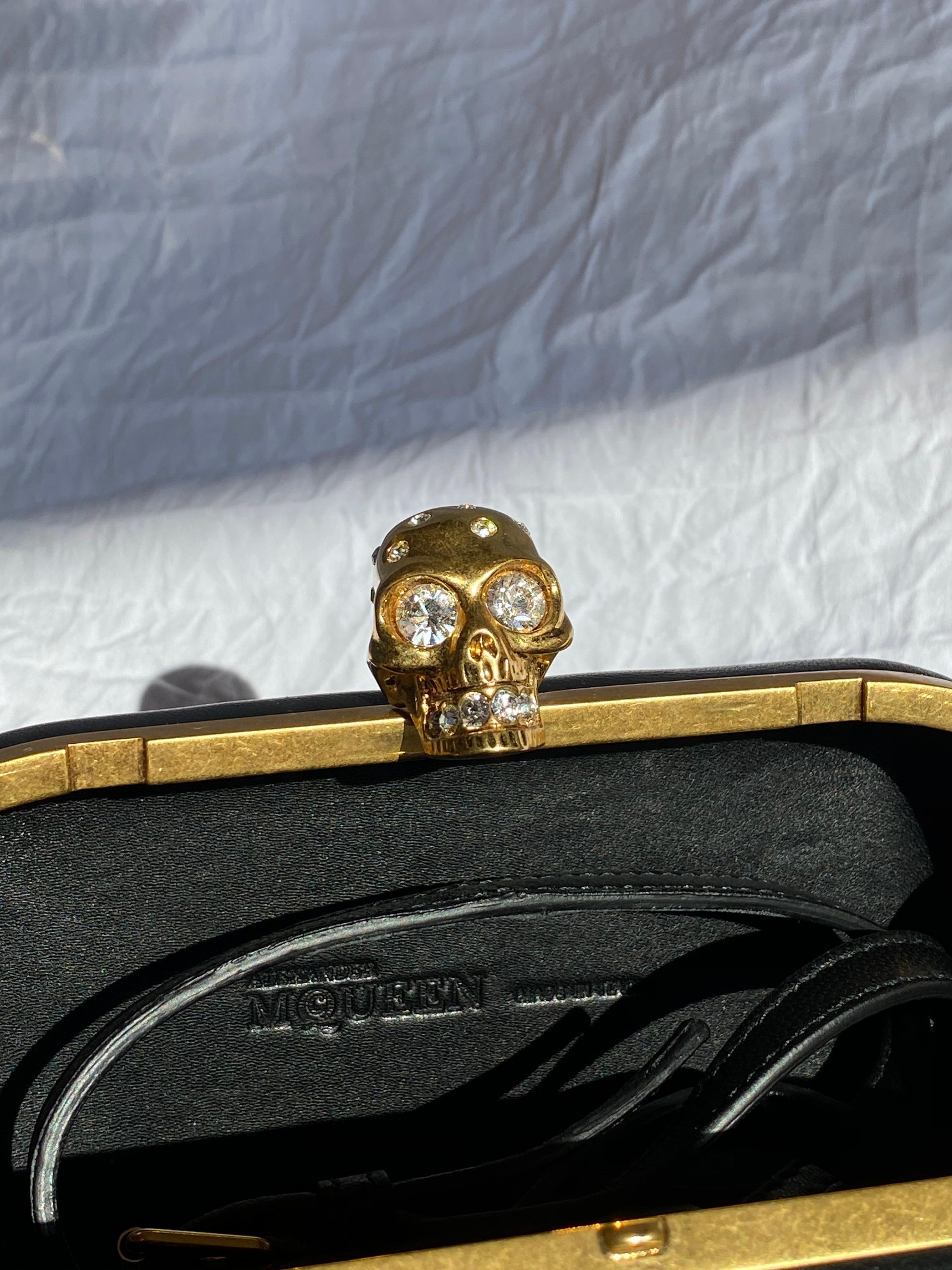 Women's or Men's Alexander McQueen Corset Skull Box Clutch with strap For Sale