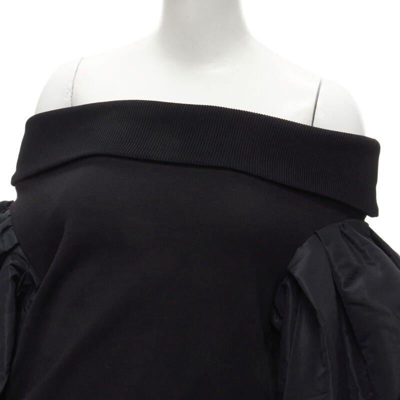 ALEXANDER MCQUEEN cotton black ultra puff sleeve off shoulder sweater IT36 XXS For Sale 2