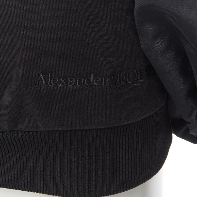 Black ALEXANDER MCQUEEN cotton black ultra puff sleeve off shoulder sweater IT38 XS For Sale