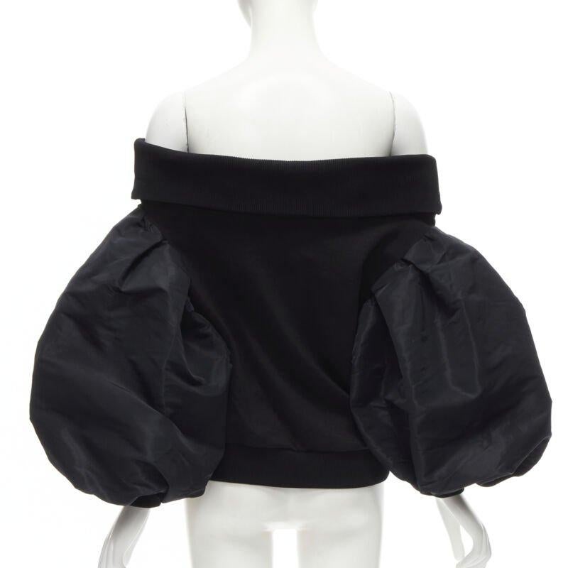Women's ALEXANDER MCQUEEN cotton black ultra puff sleeve off shoulder sweater IT38 XS For Sale