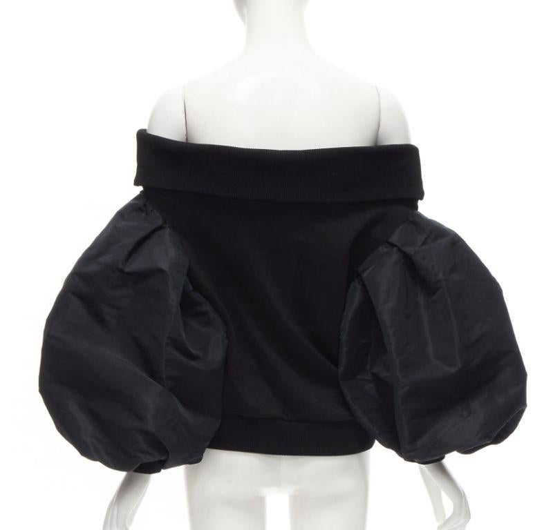 Women's ALEXANDER MCQUEEN cotton black ultra puff sleeve off shoulder sweater IT38 XS For Sale