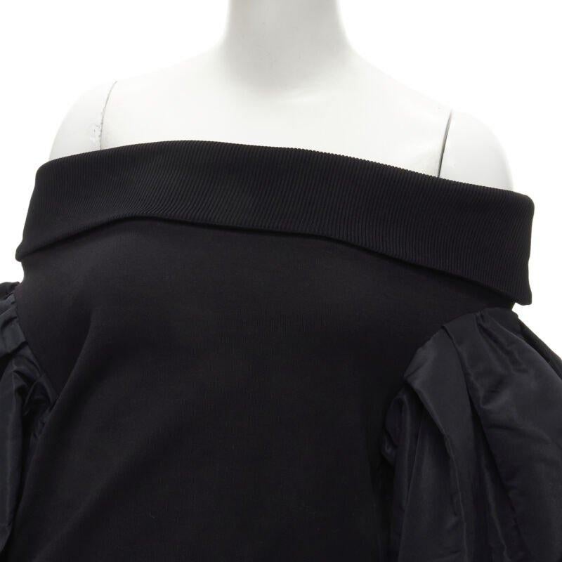 ALEXANDER MCQUEEN cotton black ultra puff sleeve off shoulder sweater IT38 XS For Sale 2