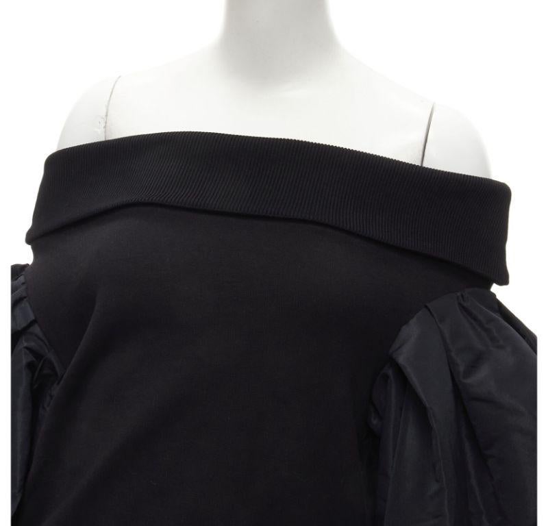 ALEXANDER MCQUEEN cotton black ultra puff sleeve off shoulder sweater IT38 XS For Sale 2