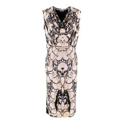 Alexander McQueen Cowl-Neck Butterfly-Print Midi Dress US 4