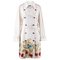 Alexander McQueen - Trench-coat en jean crème brodé US 8