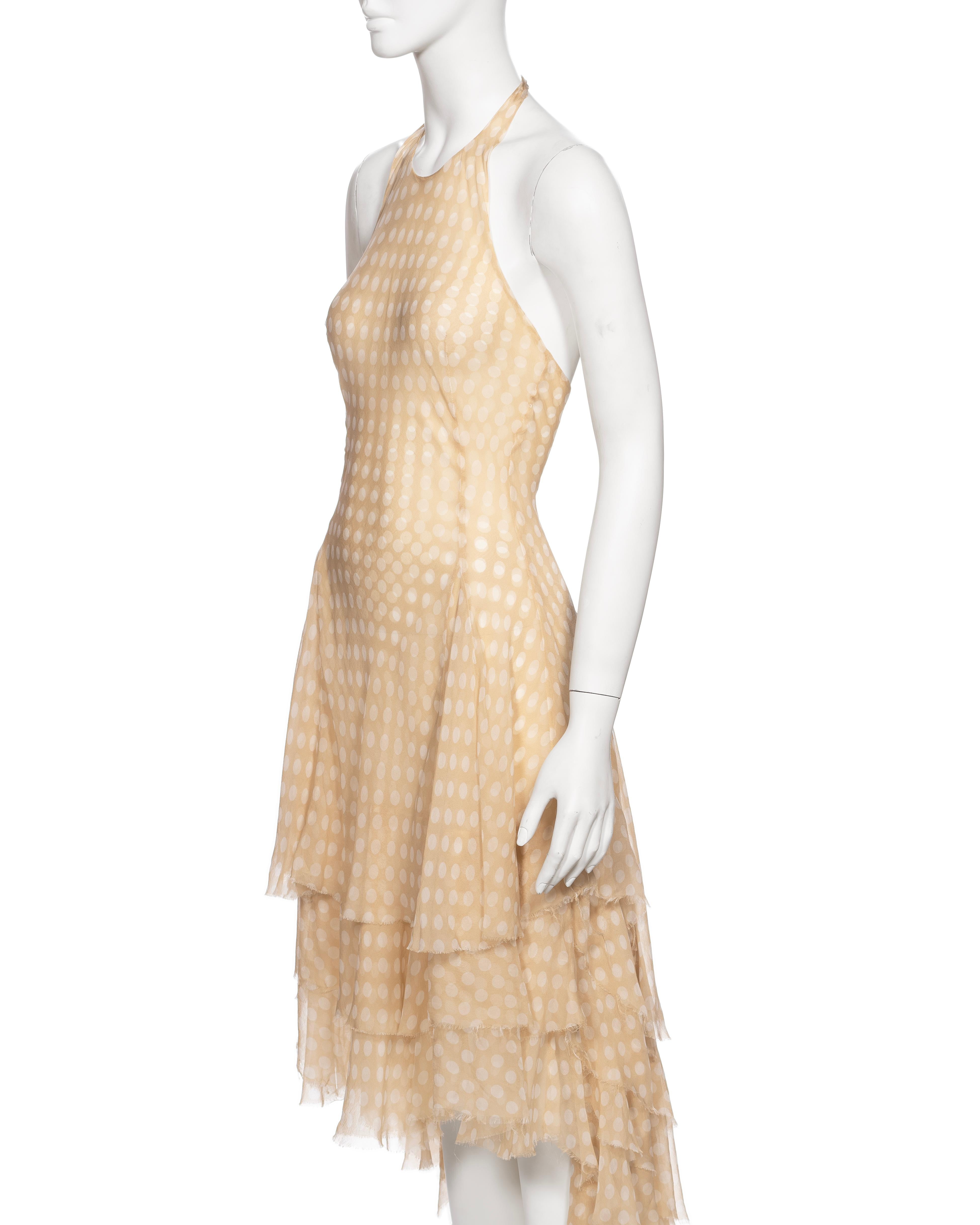 Alexander McQueen Cream Polka Dot Silk Chiffon Halter Neck Dress, SS 2002 6