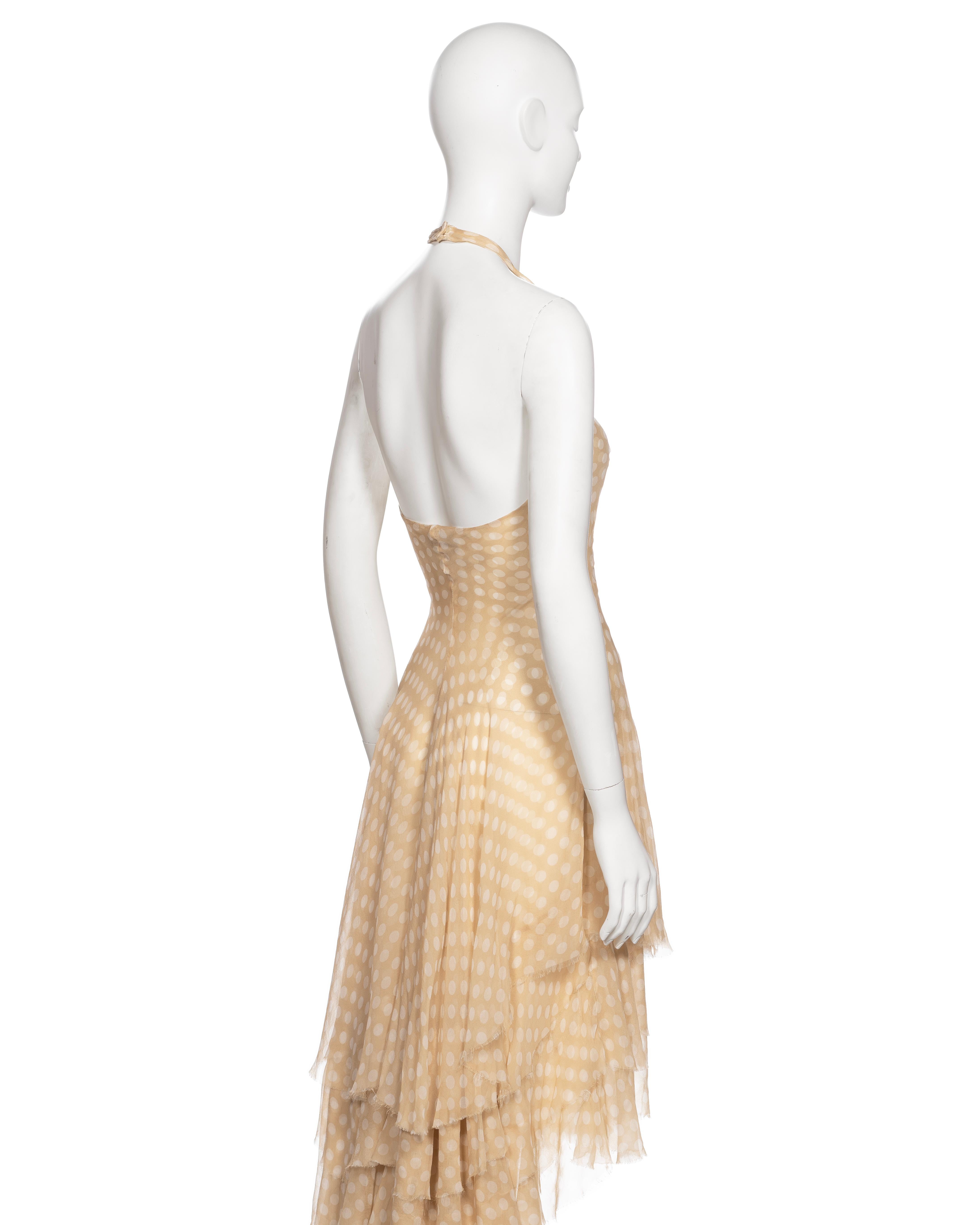 Alexander McQueen Cream Polka Dot Silk Chiffon Halter Neck Dress, SS 2002 For Sale 3