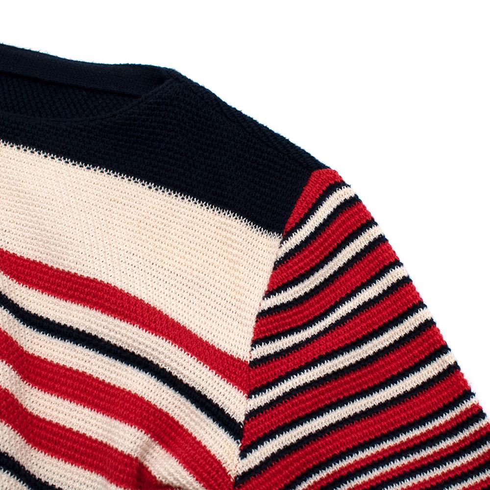 Beige Alexander McQueen Cream, Red & Navy Striped Cashmere Blend Jumper - Size S