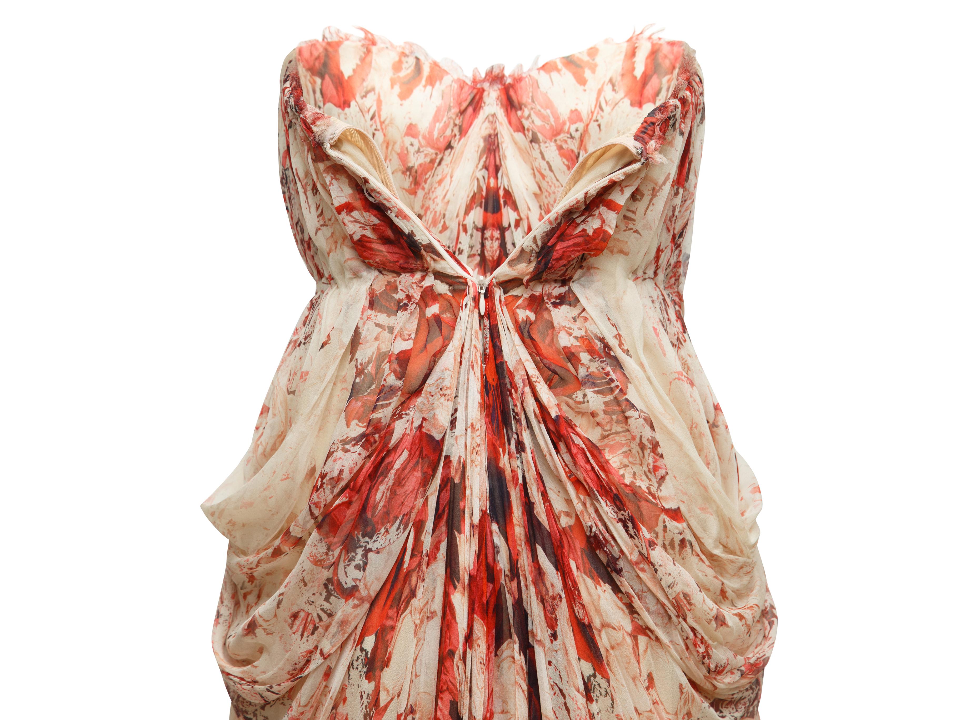 Alexander McQueen Cream & Red Rose Print Silk Gown 1
