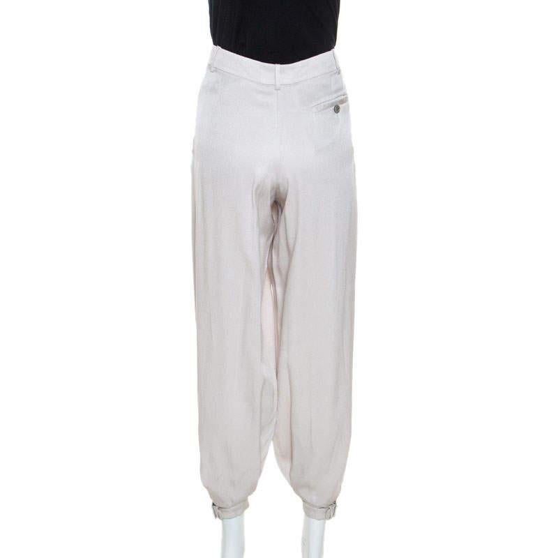 Gray Alexander McQueen Cream Sheen Silk Balloon Pants S