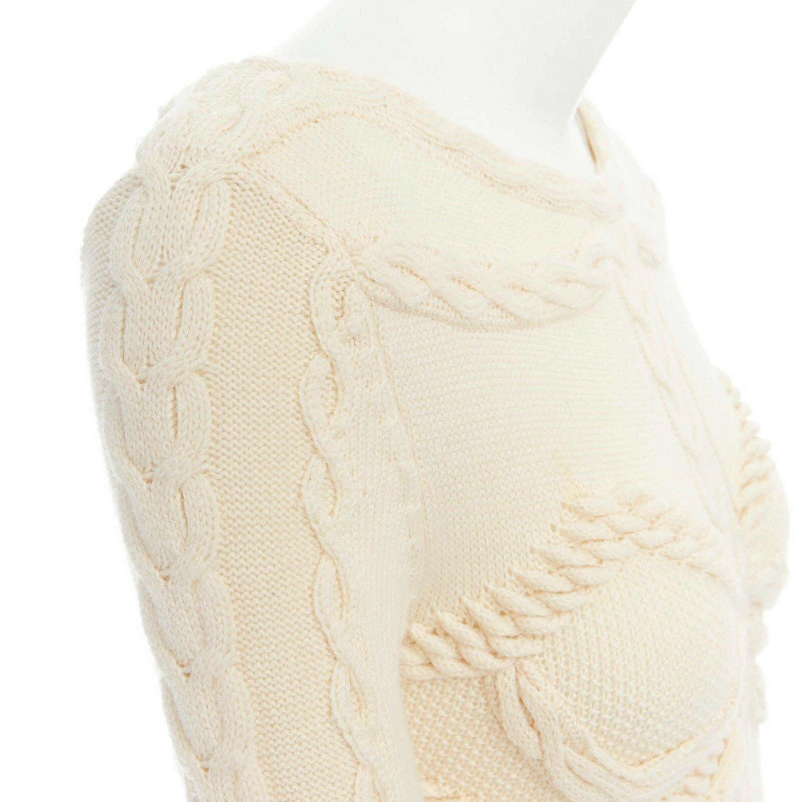 Women's ALEXANDER MCQUEEN cream skeleton bustier cable knit dress US0 UK6 IT38 FR34 XS