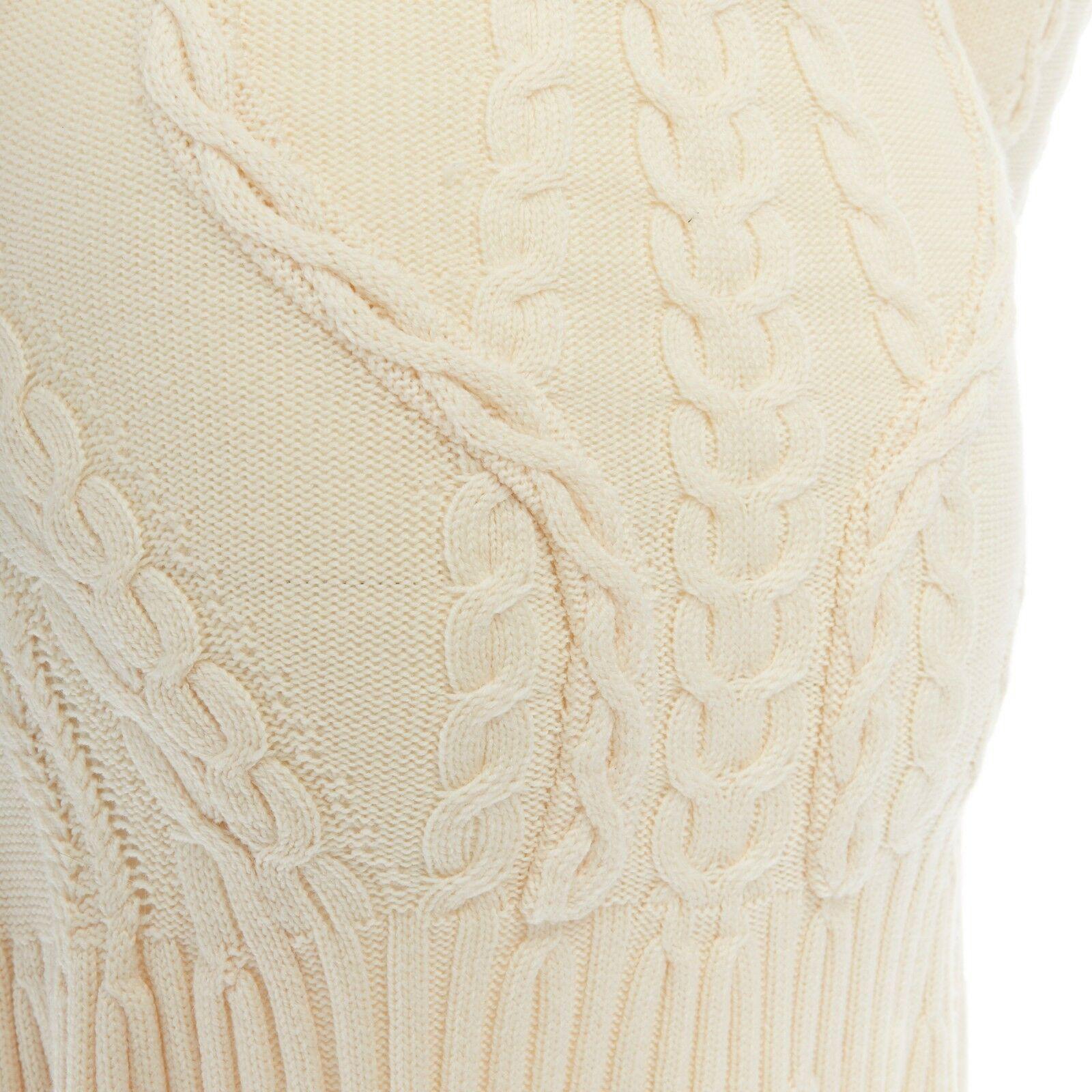 ALEXANDER MCQUEEN cream skeleton bustier cable knit dress US0 UK6 IT38 FR34 XS 1