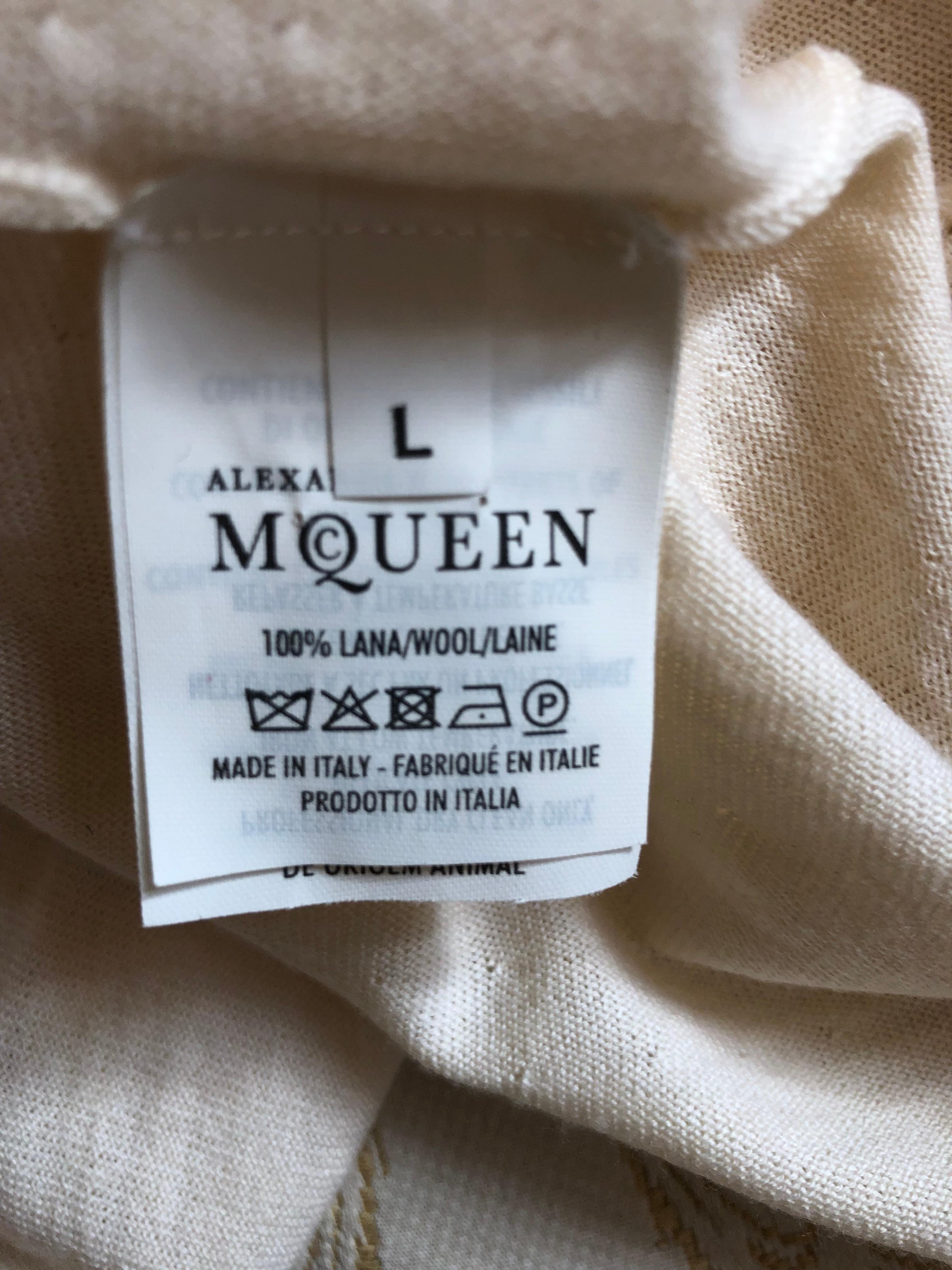 Alexander McQueen Cream Very Fine Wool Draped Peplum Cardigan 1
