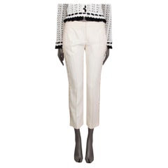 ALEXANDER MCQUEEN cream viscose EMBELLISHED SIDE STRIPE Pants 40 S