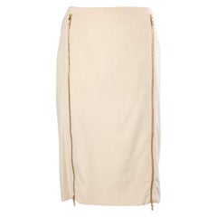 ALEXANDER MCQUEEN cream white cashmere PENCIL ZIPPER Skirt 42 M