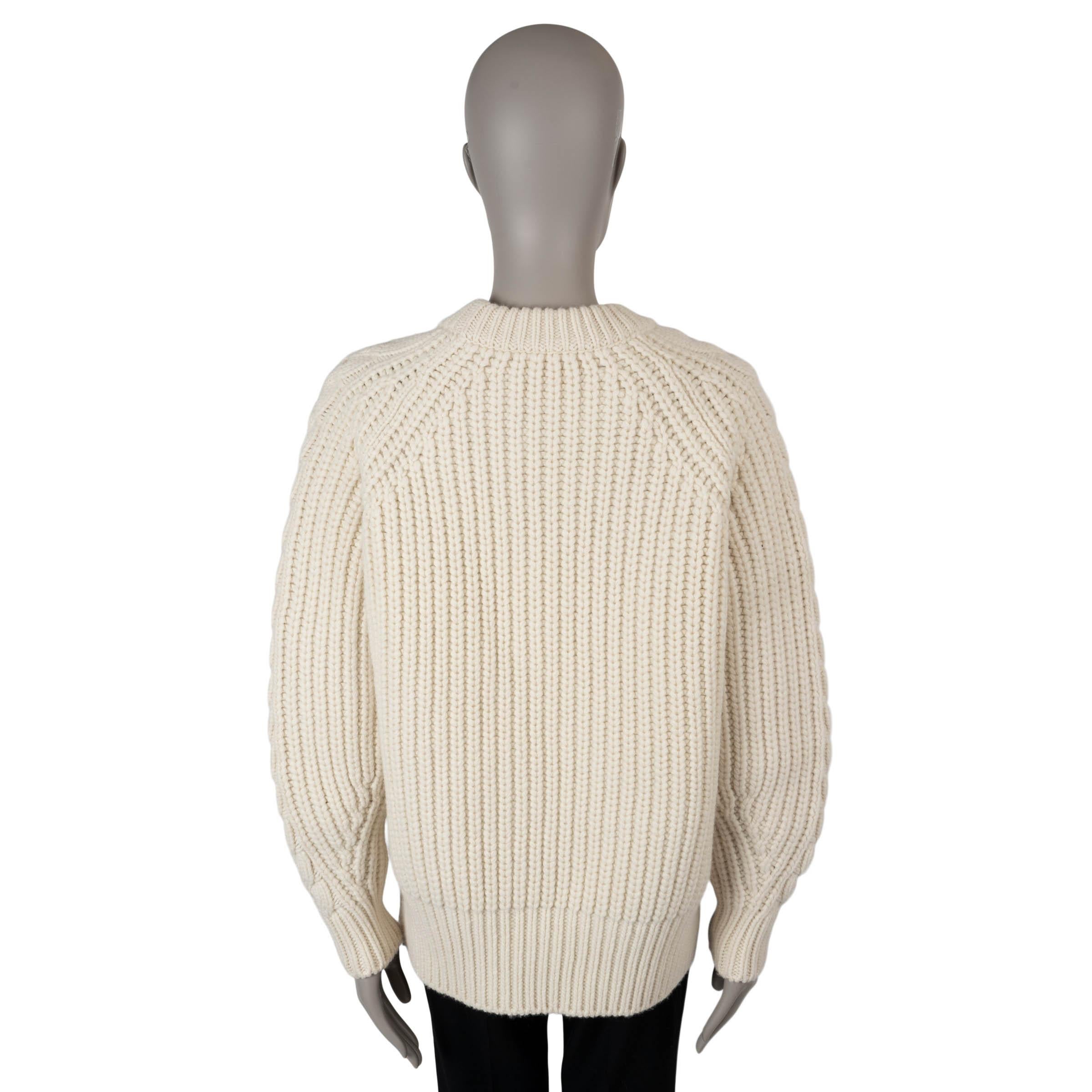 Beige ALEXANDER MCQUEEN cream wool 2018 CHUNKY CABLE KNIT Sweater M For Sale