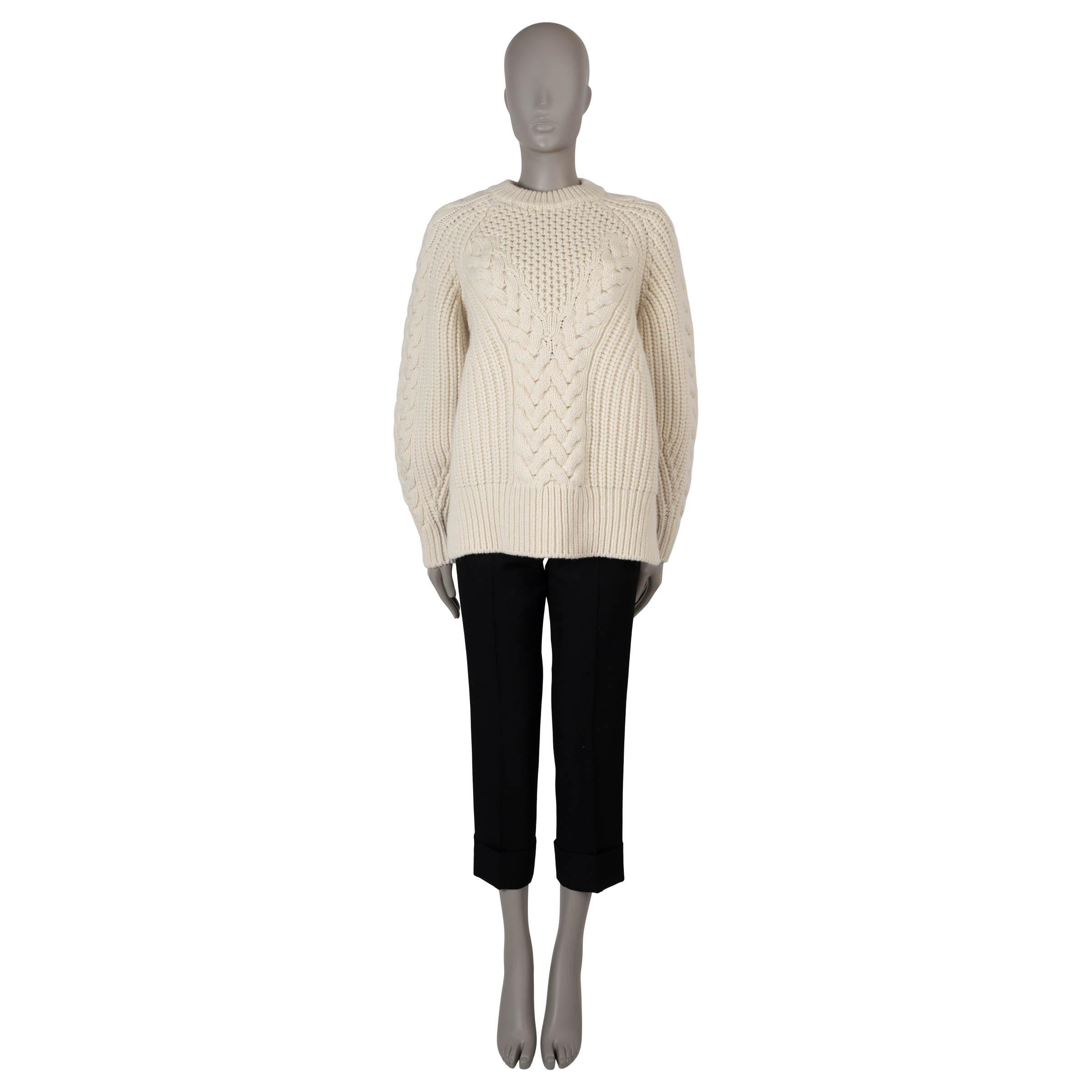 Women's ALEXANDER MCQUEEN cream wool 2018 CHUNKY CABLE KNIT Sweater M For Sale