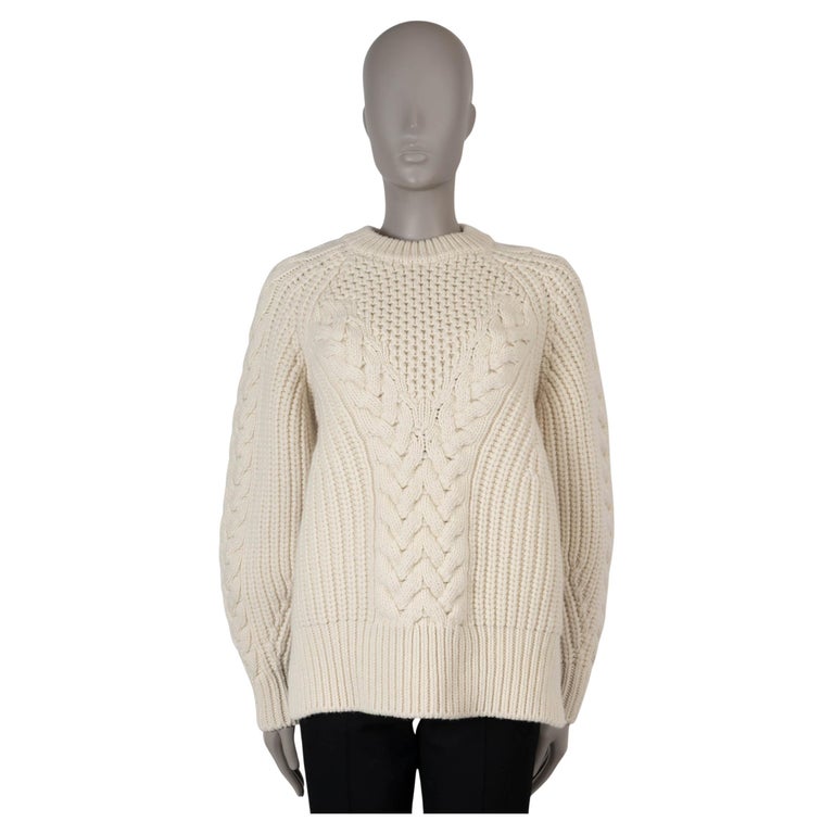 ALEXANDER MCQUEEN cream wool 2018 CHUNKY CABLE KNIT Sweater M For