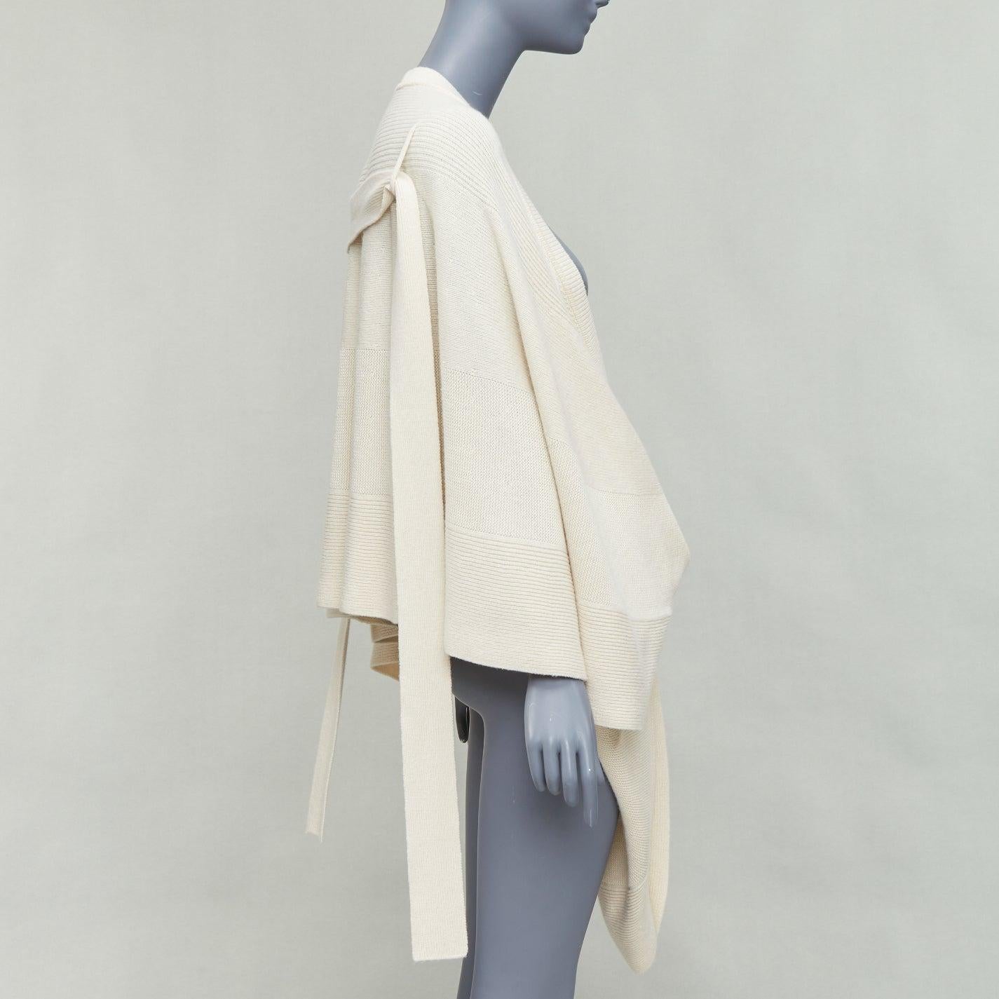 ALEXANDER MCQUEEN cream wool cashmere silk draped scoop neck sweater In Excellent Condition In Hong Kong, NT