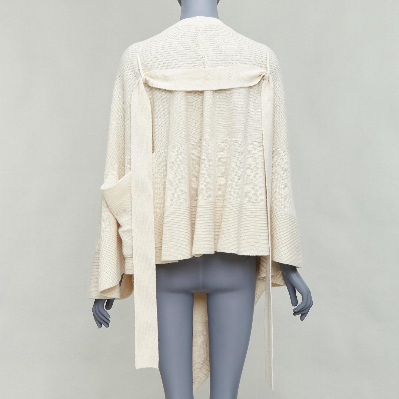 Women's ALEXANDER MCQUEEN cream wool cashmere silk draped scoop neck sweater